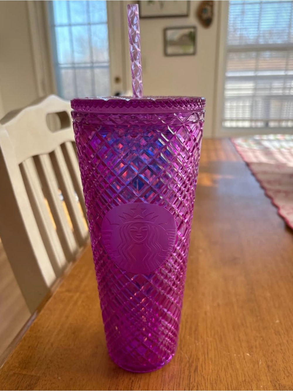 Starbucks Bright Fuchsia Textured Acrylic Tumbler with Straw